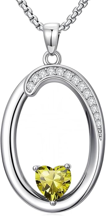 Christmas Gifts for Women Alphabet A to Z Initial Birthstone Pendant Necklaces for Women - 18k White Gold Plated Personalized Name Jewelry Valentine Mothers Day Birthday Gifts for Women Her Girlfriend