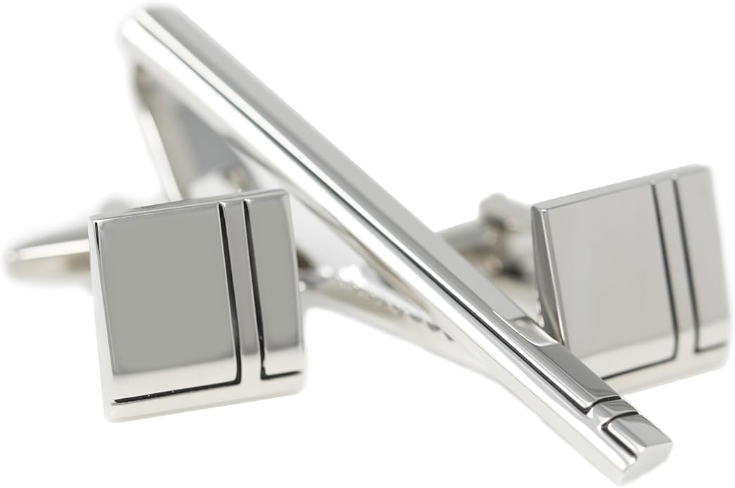 MENDEPOT Cufflinks And Tie Clip Set Men Wedding Accessory Gift Father's Day Birthday Cuff Links Tie Bar