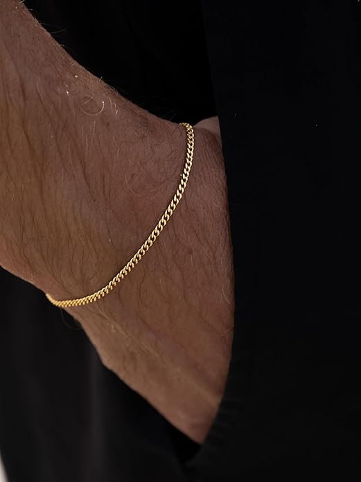 Moodear Stackable Bracelets for Men - Dainty 925 Sterling Silver/14K Gold Plated Cuff Snake Box Cuban Link Chain Bangle Bracelet Set Mens Jewelry