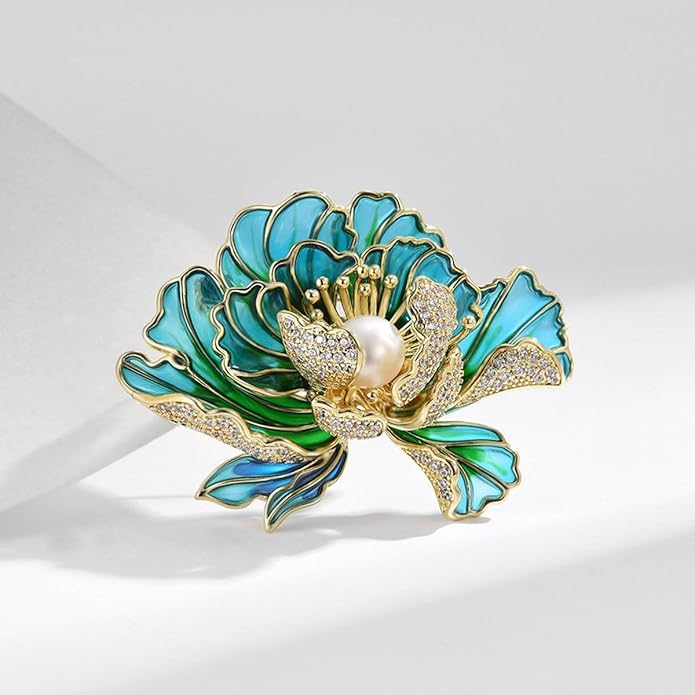 Flower Brooch Pin - Rhinestone Flower Pin 18k Gold Plated - Thanksgiving Day, Birthday, Wedding Gifts for Mom, Wife