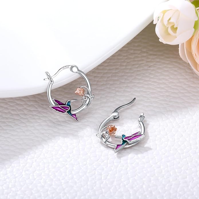 SeaTurtle dolphin Hummingbird Earrings for Women 925 Sterling Silver Sea Waves Earrings Ocean Huggie Hoop Sea Turtle dolphin Earrings Jewelry Gifts