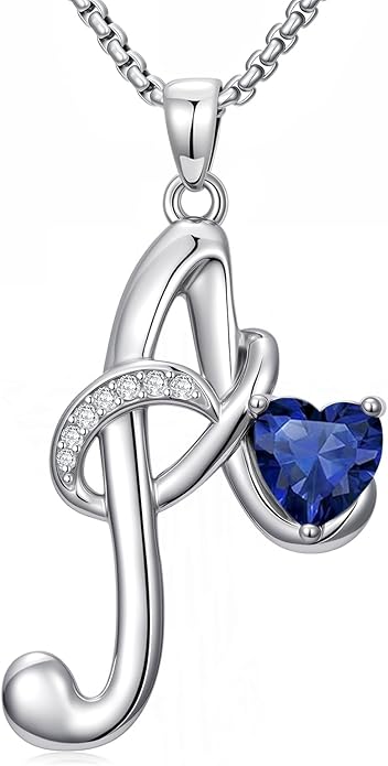 Christmas Gifts for Women Alphabet A to Z Initial Birthstone Pendant Necklaces for Women - 18k White Gold Plated Personalized Name Jewelry Valentine Mothers Day Birthday Gifts for Women Her Girlfriend
