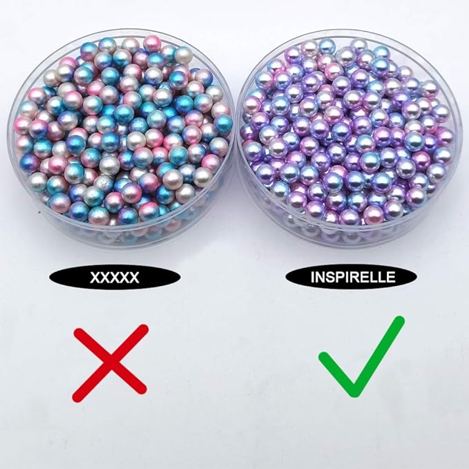 INSPIRELLE 1100 Pieces Gradient Undrilled ABS Art Faux Pearls for Vase Fillers, 8mm Pink-Lilac No Hole Makeup Beads Mermaid Imitation Round Pearl Beads for Table Scatter Home Wedding Decoration