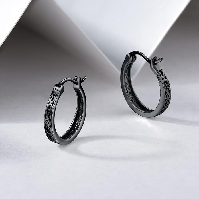 Sterling Silver Hoop Earrings Small Hoop Sun/Leaf/Triangle Huggie Earrings for Women Hypoallergenic
