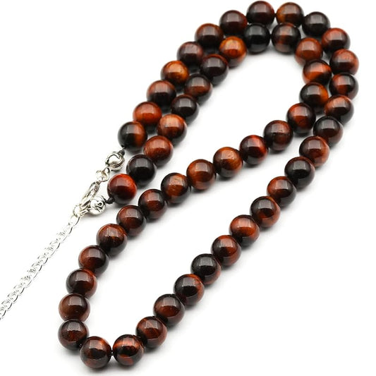 Natural Red Tiger Eye Beaded Choker, Genuine Red Crystal Necklace, Fancy Gemstone Choker, 8mm Beads, Unique Fashion Jewelry, Healing Crystal Chakra Necklace, Durable Necklace, Capricorn Necklace