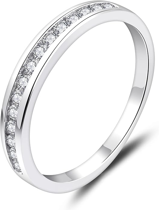 YL Stackable Rings 925 Sterling Silver Halo Birthstone Eternity Bands Jewelry for Women