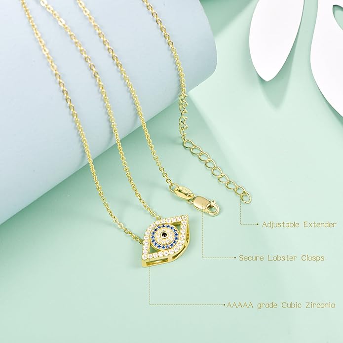 AENEAS Evil Eye Necklace for Women 925 Sterling Silver Necklace Ojo Turco Trendy Jewelry Gifts for Women Wife