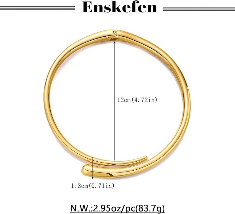 Chunky Collar Necklaces for Women Bold Gold Silver Teardrop Choker Necklace Open Cuff Necklace Fashion Statement Necklaces