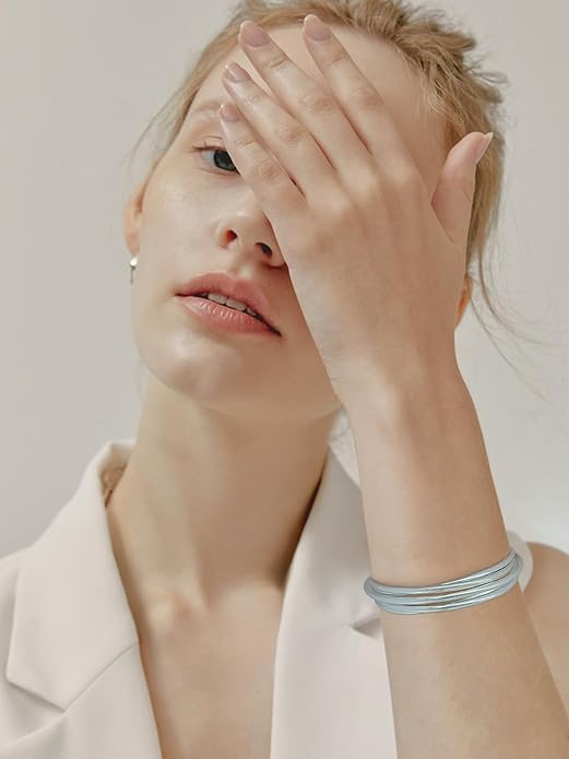 Gold Cuff Bracelet for Women Chunky Multi-layer Cross Wire Open Bracelet Hollow Wide Cuff Bracelets Adjustable Gold Open Cuff Bangle Bracelet