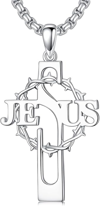 Cross Necklace for Men 925 Sterling Silver Celtic Cross Pendant Christian Jewelry Religious Christmas Gifts for Women