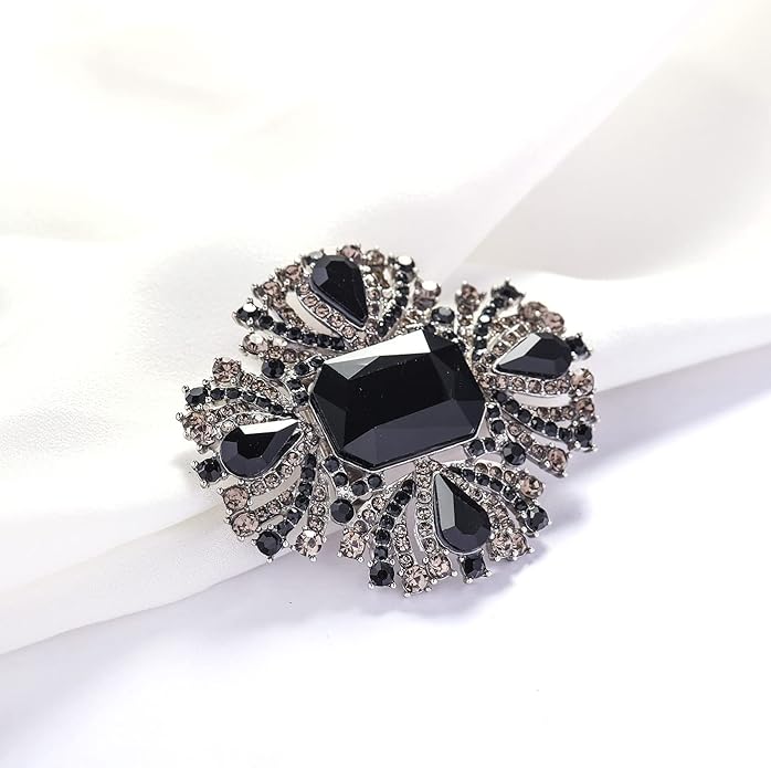 YOQUCOL Vintage Austrian Crystal Rhinestone Flowers Shaped Brooch Pin for Women Girls Lapel Pin for Sweater,Coat Dress Accessories