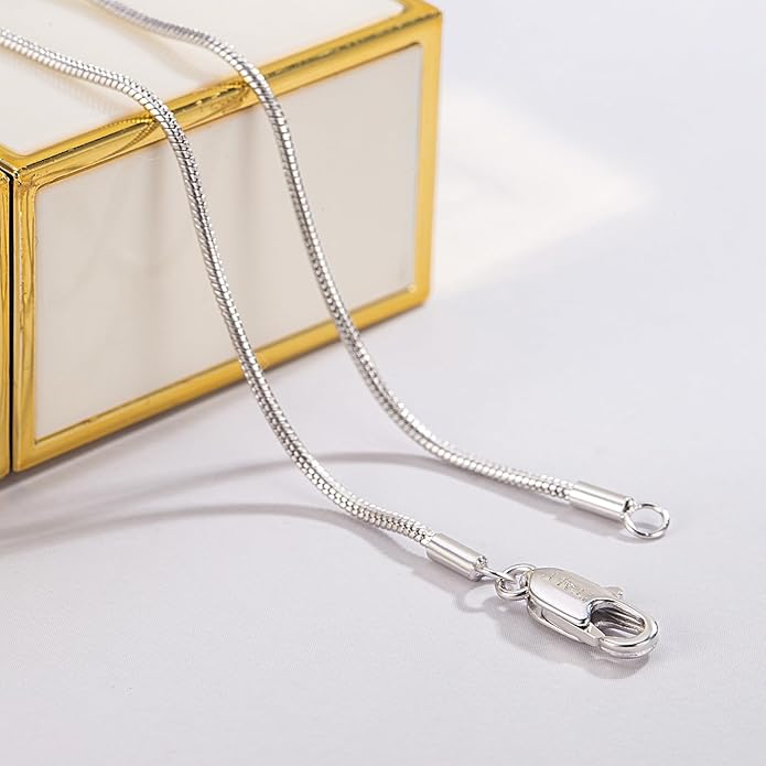 Women 925 Sterling Silver Magic Snake Chain Necklace- Men 1.2MM Solid Snake Chain Flexible Choker 16"-30" Italian Silver 24K Gold Over Jewelry