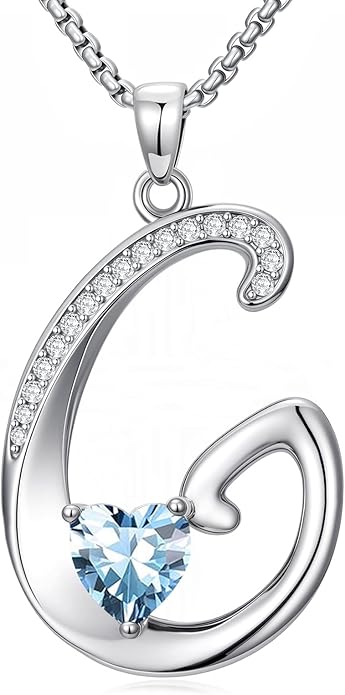Christmas Gifts for Women Alphabet A to Z Initial Birthstone Pendant Necklaces for Women - 18k White Gold Plated Personalized Name Jewelry Valentine Mothers Day Birthday Gifts for Women Her Girlfriend