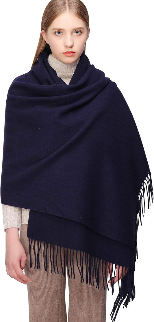 RIIQIICHY 100% Wool Scarf Pashmina Shawls and Wraps for Women Cashmere Warm Winter More Thicker Soft Scarves