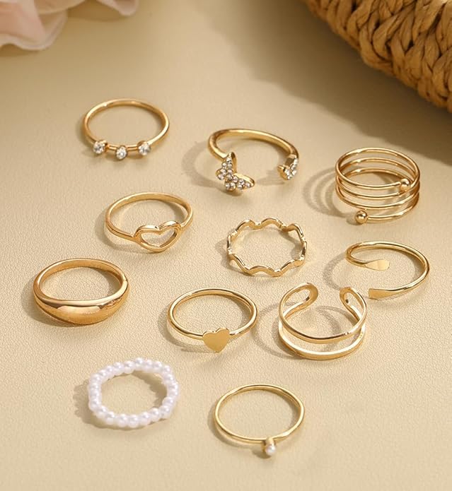 iF YOU 25 Pcs Gold Knuckle Ring Set for Women, Chunky Stackable Finger Midi Rings, Silver Simple Stacking Cute Rings Pack Trendy Stuff Jewelry Gift