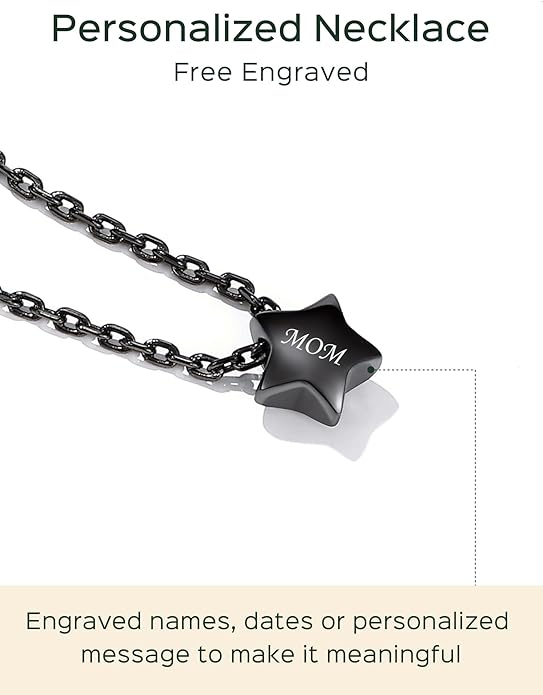 ChicSilver Personalized 925 Sterling Silver Dainty Small Heart/Star/Moon/Dot/Triangle Pendant Necklace for Women, Silver/Gold/Rose Gold/Black (with Gift Box)