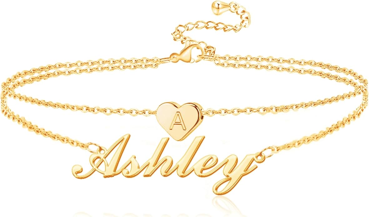 Yofair Ankle Bracelets for Women 18K Gold Plated Custom Gold Name Anklet Personalized Dainty Anklet Bracelet Summer Beach Jewelry for Women