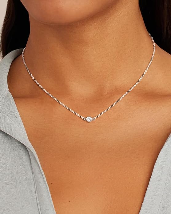 Cubic Zirconia Necklace, Dainty 14k Gold Plated Diamond Necklaces For Women Choker Necklace Simple Gold Plated CZ Jewelry Necklaces for Women Trendy Gifts