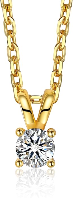 MomentWish Moissanite Solitaire Pendant Necklaces for Women Sterling Silver 0.3/0.5/1/2-Carat D Color VVS1 Clarity Mossanite Jewelry for Women