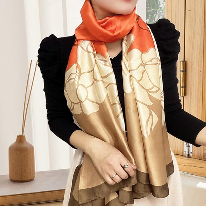 Clysoru Silk Scarf For Women Hair Scarves Lightweight Satin Elegant Shawl Wraps Bufanda Mujer Fashion Accessories 70.8"X35.4"