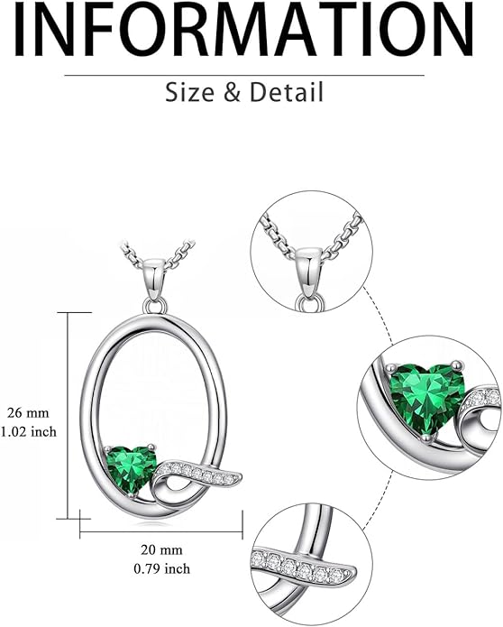 Christmas Gifts for Women Alphabet A to Z Initial Birthstone Pendant Necklaces for Women - 18k White Gold Plated Personalized Name Jewelry Valentine Mothers Day Birthday Gifts for Women Her Girlfriend