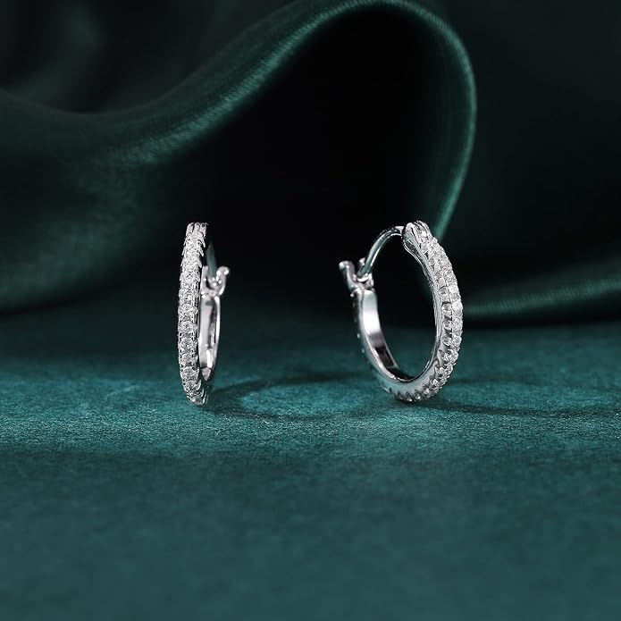 AoedeJ 925 Sterling Silver Hoop Earrings, High Polished Round Tiny Click-Top Hoop Earrings, Small Clasp Hoop Piercing Earrings