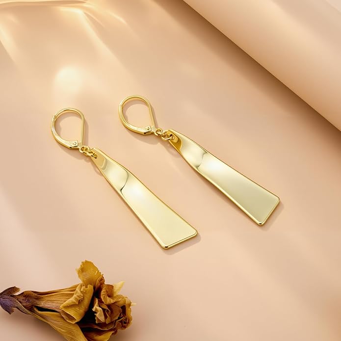 ALEXCRAFT Sterling Silver Dangle Earrings for Women Trendy Sterling Silver Drop Leverback Earrings for Women Long Hypoallergenic Dangle Earring for Jewelry Gifts