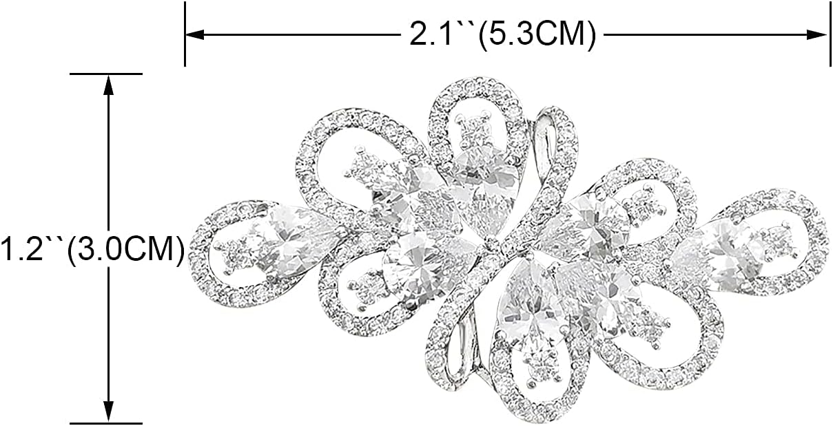 YOQUCOL Cubic Zirconia Crystal Rhinestone Wedding Brooch Pin for Women Brides Jewelry