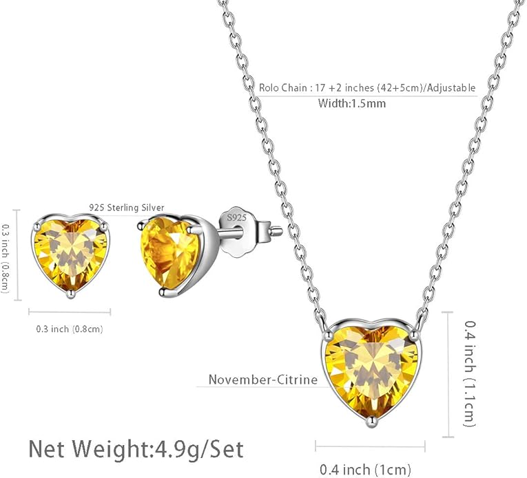Aurora Tears 925 Sterling Silver 12 Birthstone Hearts Jewelry Women Crystal Wedding/Engagement/Bridal Heart Necklace/Earring/Ring/Bracelet Sets Jewellery