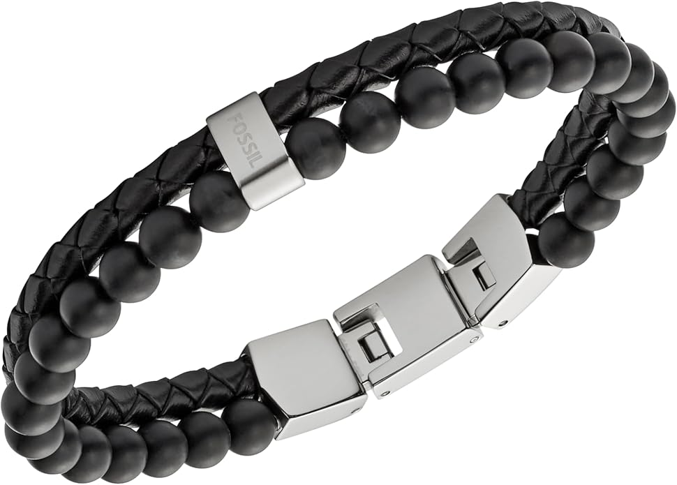 Fossil Men's Stainless Steel and Genuine Leather and/or Beaded Bracelet for Men
