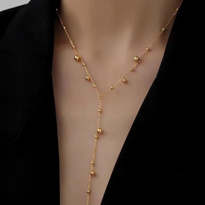 Irregular Y2k Long Y-shaped Necklace with Zircon Inlaid Sparkling Brick Tassel Pendant Double-Layer Chain High-end Fashion Accessory Women's