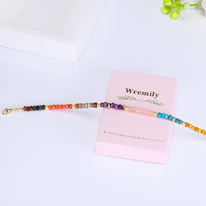 Natural Stone Beaded Anklets Bracelets for Women Handmade Beaded Anklet Bracelet Waterproof Boho Beads Ankle Bracelet Adjustable Summer Jewelry