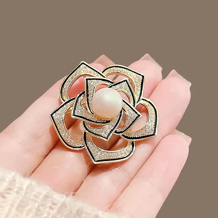 HAISWET Party Flower Elegant Zircon Cz Brooch Pins for Women Gold Color