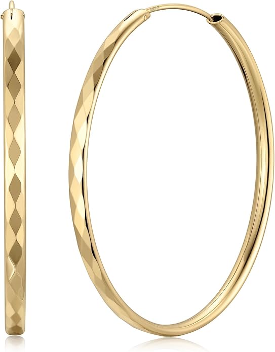 ChicSilver Hypoallergenic 925 Sterling Silver Hoop Earrings for Women, Lightweight Large Gold Plated Hoop Earrings, Endless Hoops Huggie Earrings 15/20/30/50/70MM