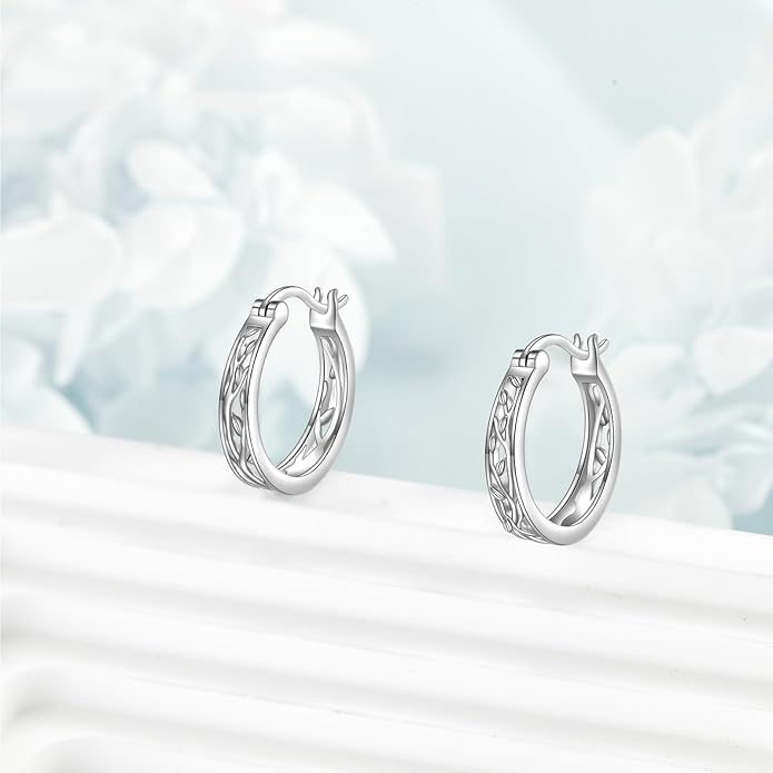 Sterling Silver Hoop Earrings Small Hoop Sun/Leaf/Triangle Huggie Earrings for Women Hypoallergenic