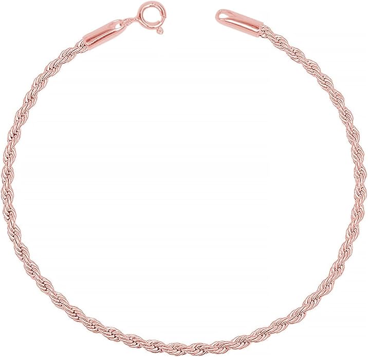 LeCalla 925 Sterling Silver Anklets for Women | Italian 1.8MM Diamond-Cut Braided Rope Chain Ankle Bracelet | Women's Ankle Bracelets Jewelry Gift for Wife, Mom – Birthday, Anniversary & Valentine’s Day