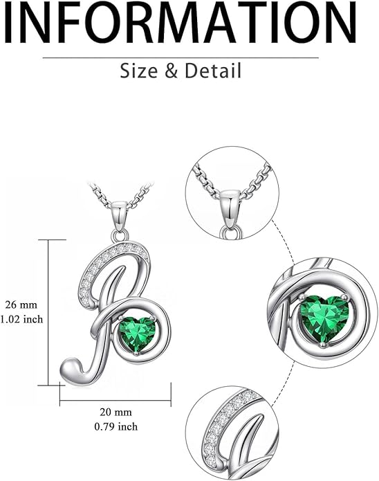 Christmas Gifts for Women Alphabet A to Z Initial Birthstone Pendant Necklaces for Women - 18k White Gold Plated Personalized Name Jewelry Valentine Mothers Day Birthday Gifts for Women Her Girlfriend