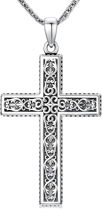 Cross Necklace for Men 925 Sterling Silver Celtic Cross Pendant Christian Jewelry Religious Christmas Gifts for Women