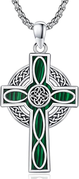 Midir&Etain Celtic Cross Necklace 925 Sterling Silver Cross Pendant Necklace Celtic Viking Irish Jewelry Religious Protective Gift for Men Women