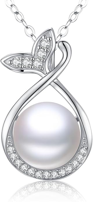 Sebina Pearl Pendant Necklace for Women,925 Sterling Silver Pendant Jewelry,Anniversary Christmas Birthday Valentines Gifts for Wife, Mom, Dauhter, Girlfriend,Her