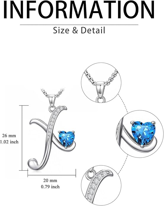 Christmas Gifts for Women Alphabet A to Z Initial Birthstone Pendant Necklaces for Women - 18k White Gold Plated Personalized Name Jewelry Valentine Mothers Day Birthday Gifts for Women Her Girlfriend