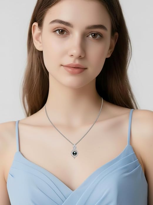 KANNSOAR Tahitian Black Pearl 18K White Gold Plated Sterling Silver Heart/Infinity/Four Leaf Clover Pendant Necklace Jewelry Gifts for Women Wife Mom Girlfriend Wedding Birthday Anniversary Christmas