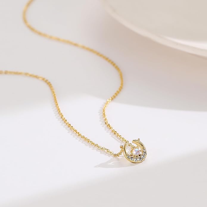 Collner 14K Gold Heart Pendant Necklace for Women Dainty Star Necklace Tiny Evil Eye Choker Necklace Boho Crescent Moon Necklace Minimalist Jewelry