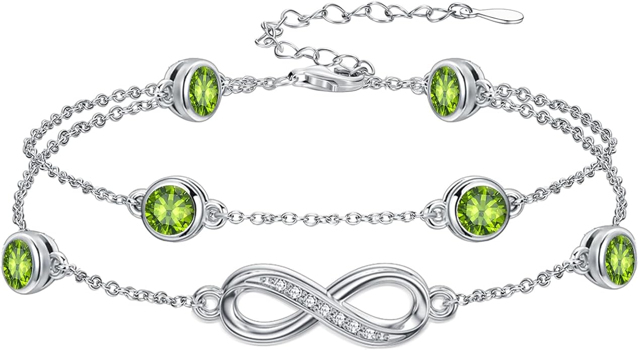 Dorunmo Anklet Bracelets for Women 925 Sterling Silver Infinity Anklets Bracelets Birthstone Jewelry Gifts for Mom Wife