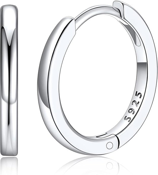 Silvora 925 Sterling Silver Small Hoop Earrings for Women Huggie Earrings Hypoallergenic Cartilage Earrings Tiny Hoops 6mm/8mm/10mm/12mm/14mm/16mm/18mm/20mm
