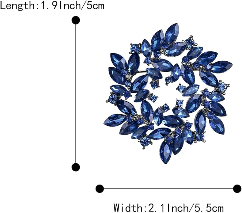 BriLove Austrian Crystal Rhinestone Elegant Flower Marquise Wreath Brooches for Women