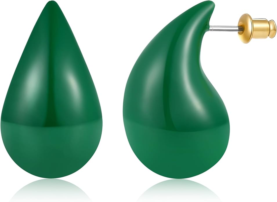 Gacimy Teardrop Earrings Dupes for Women 14K Gold Plated, Chunky Drop Earrings for Women with 925 Sterling Silver Post