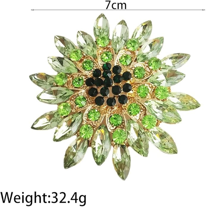 Rhinestone Large Flower Brooches Pins for Women Fashion Sparkly Crystal Sunflower Statement Brooch Unique Wedding Party Suit Dress Jewelry Accessories