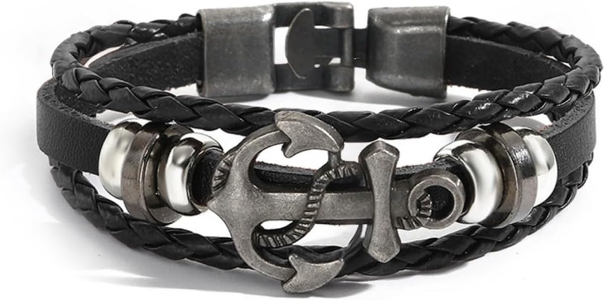 VIBILIA Vintage Leather Wrap Bracelets for Men Women, Multi-Strand Bracelets with Strong Clasp Ethnic Tribal Bracelets