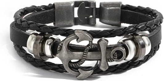 VIBILIA Vintage Leather Wrap Bracelets for Men Women, Multi-Strand Bracelets with Strong Clasp Ethnic Tribal Bracelets